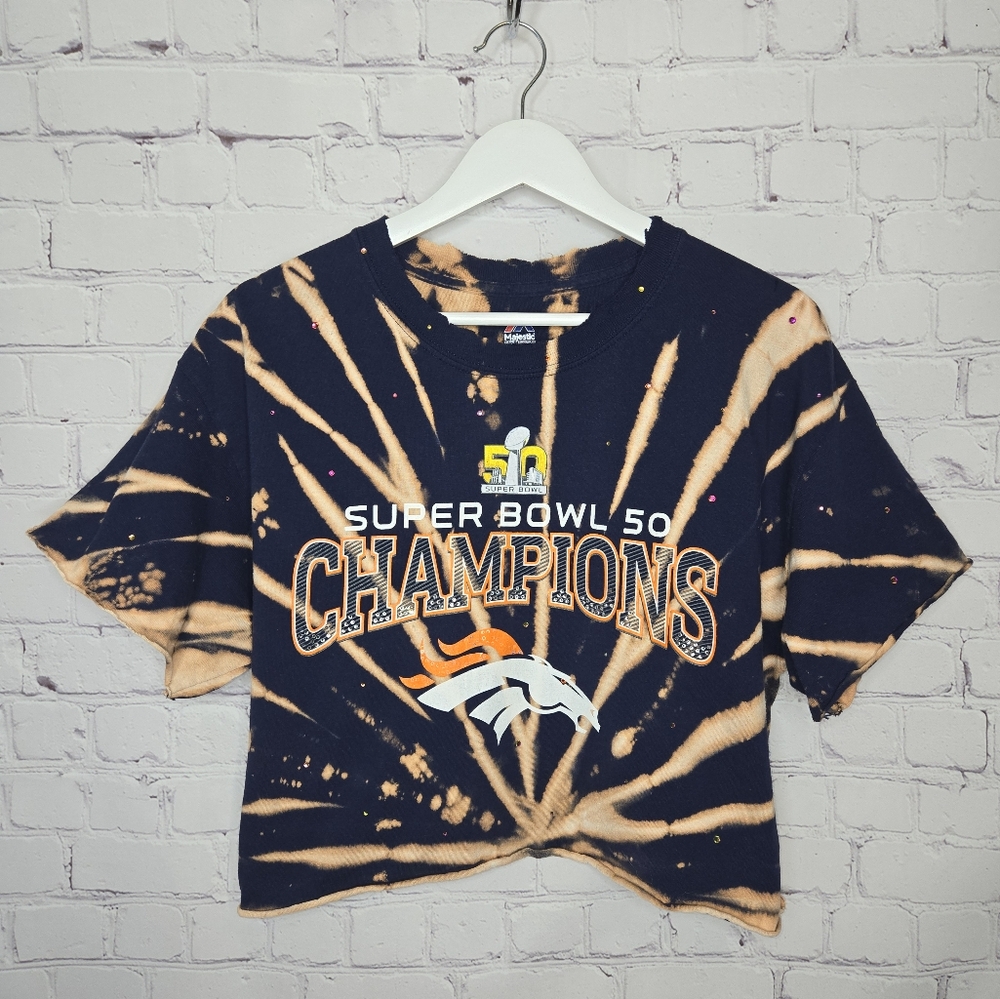 Denver Broncos Crop Top W/Rhinestones